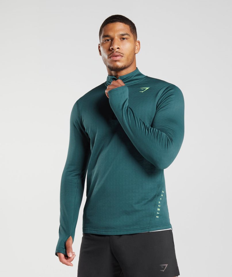 Bluzy Gymshark Sportowe 1/4 Zip Męskie Turkusowe | PL 057AIP